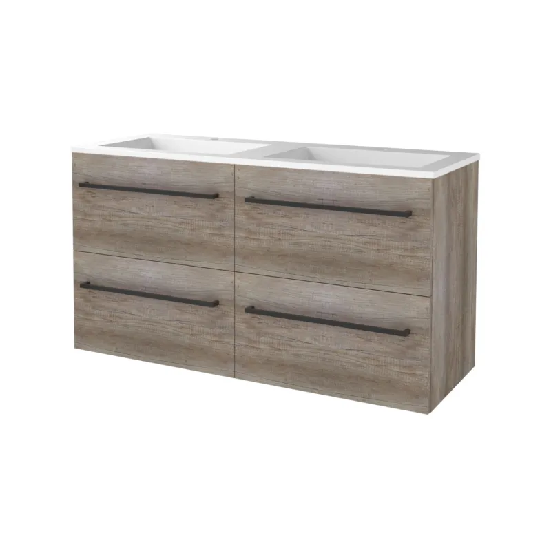 Favoriet Badmeubelset Aquasplash Salt 120x46cm Met Grepen (Kleurkeuze) 4 Lades Met Wastafel Acryl 2 Kraangaten Scotch Oak