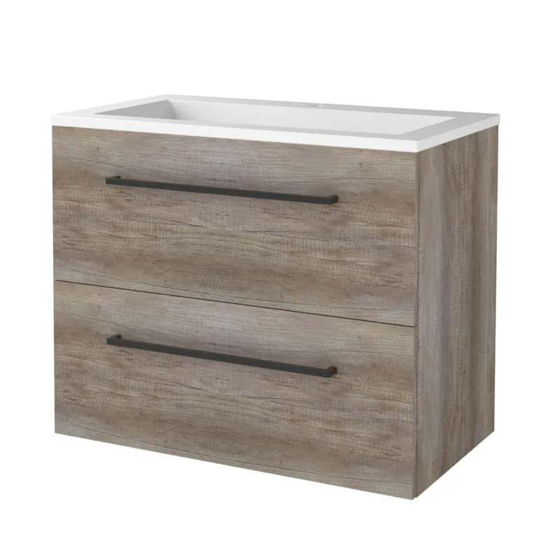Koop Online Badmeubelset Aquasplash Salt 100x46cm Met Grepen (Kleurkeuze) 2 Lades Met Wastafel Acryl Scotch Oak
