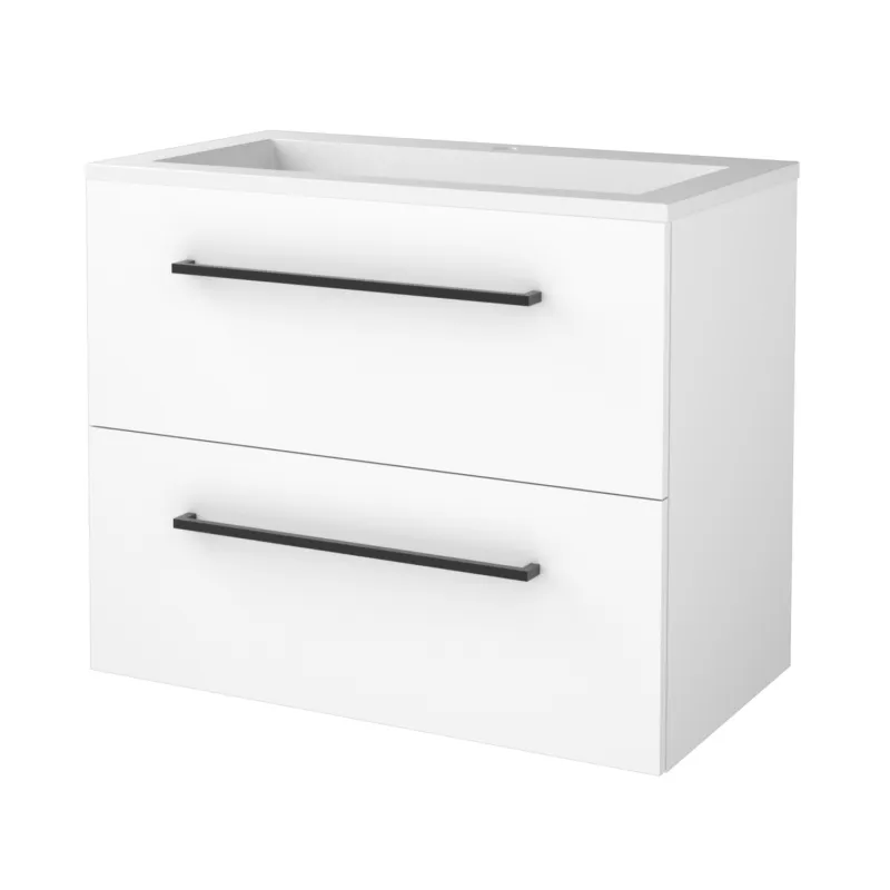 Favoriet Badmeubelset Aquasplash Salt 80x46cm Met Grepen (Kleurkeuze) 2 Lades Met Wastafel Acryl 1 Kraangat Ice White