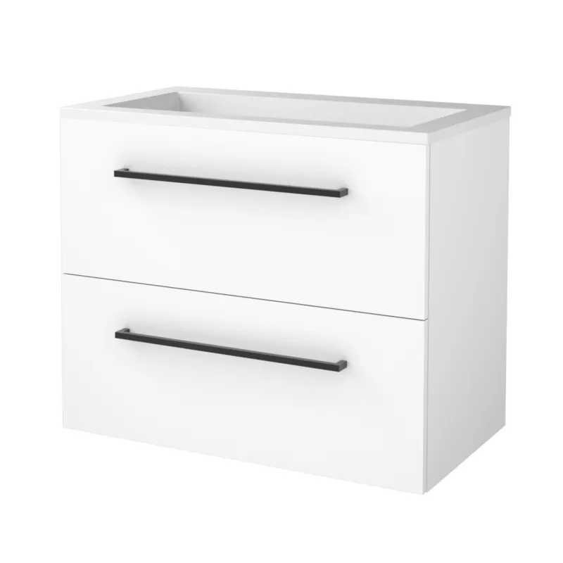 Badmeubelset Aquasplash Salt 80x46cm Met Grepen (Kleurkeuze) 2 Lades Met Wastafel Acryl Ice White Koop Vandaag