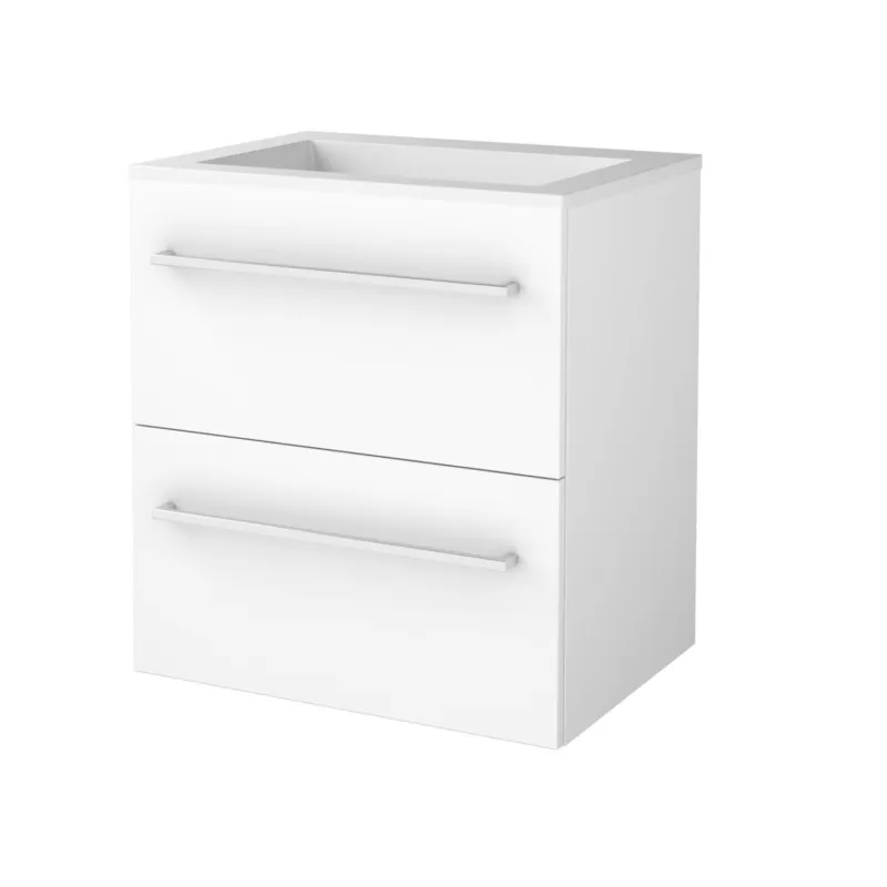 Badmeubelset Aquasplash Salt 60x46cm Met Grepen (Kleurkeuze) 2 Lades Met Wastafel Acryl Ice White Shop Nu