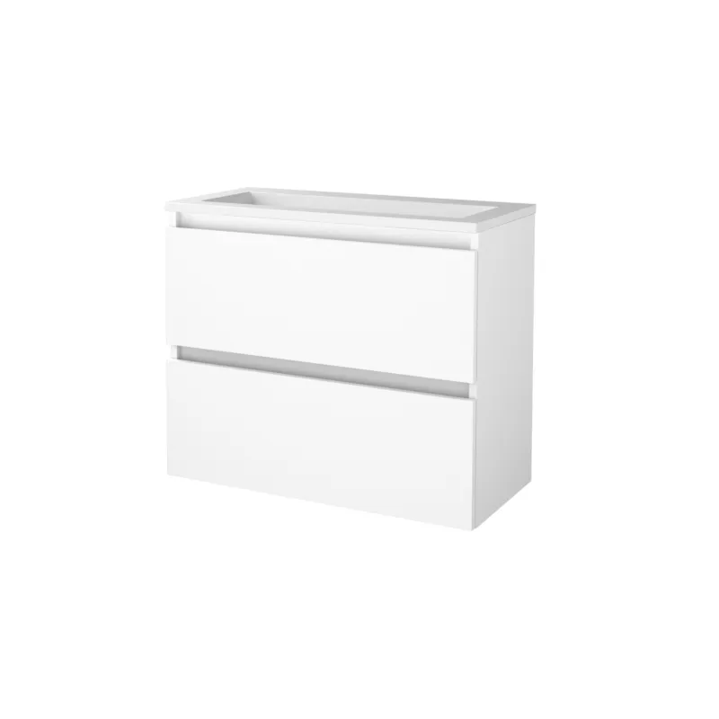 Gratis Retour Badmeubelset Aquasplash Salt 80x39cm Greeploos 2 Lades Met Wastafel Acryl Ice White