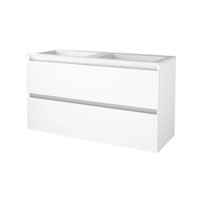 Veilige Betaling Badmeubelset Aquasplash Salt 120x46cm Greeploos 2 Lades Met Wastafel 2 Kraangaten Ice White