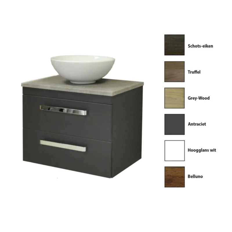Meest Verkocht Onderkast Sanicare Q9/Q11 Twee Laden Chromen Greep Soft-Close 63,4x45,1 cm Belluno-Eiken