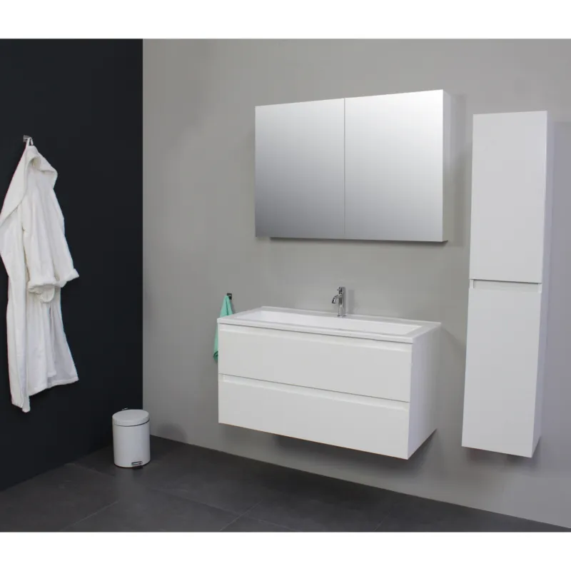 Badkamermeubel Boss & Wessing Pepper Acryl Wastafel Met Kraangat 100x55x46 cm Wit Dagaanbieding