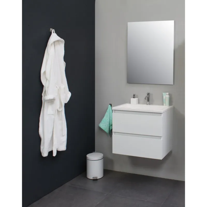 Badkamermeubel Boss & Wessing Pepper Acryl Wastafel Met Kraangat 60x55x46 cm Wit Speciale Aanbieding