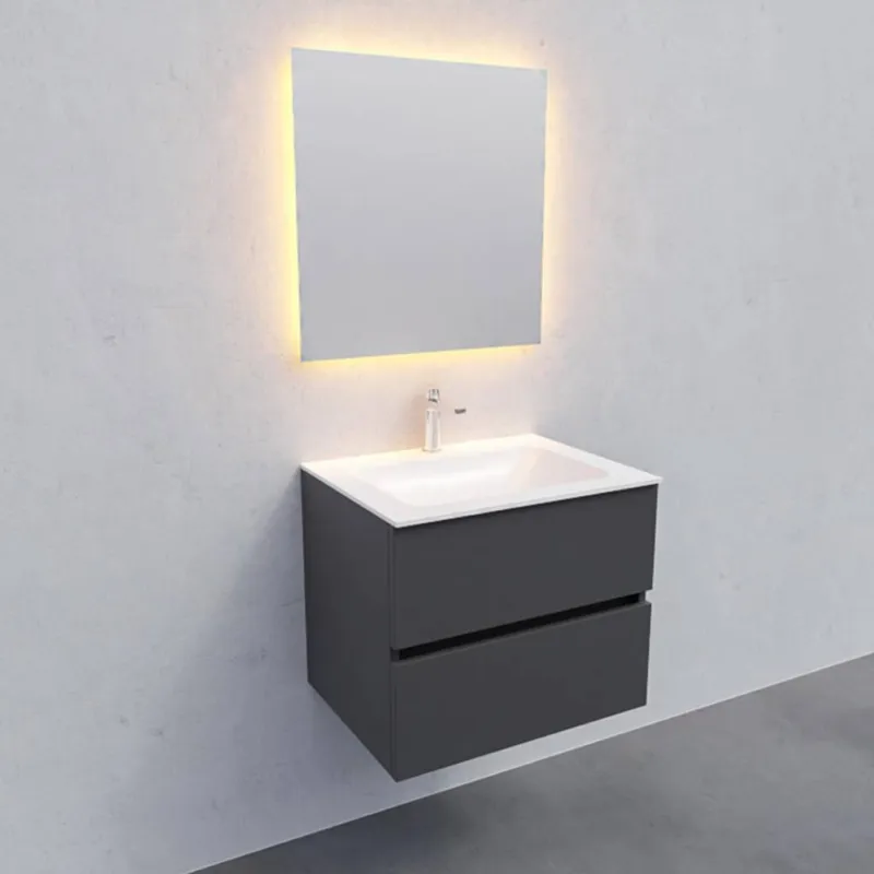 Badkamermeubel Solid Surface AQS Oslo 60x46 cm Mat Antraciet (met 1 kraangat) Dagaanbieding