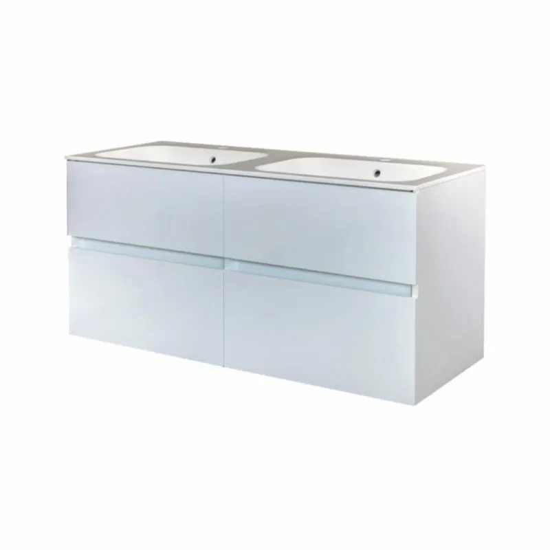 Onderkast Best Design Bora Greeploos 120cm 4 Laden Glans Wit (Excl. wastafel) Must-Have