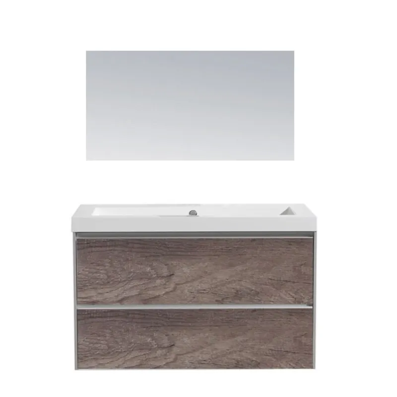 Express Levering Badkamermeubel Sanilux PL 80 Greeploos Incl Spiegel En Wastafel Century Oak Multiplex 80x47x50 cm