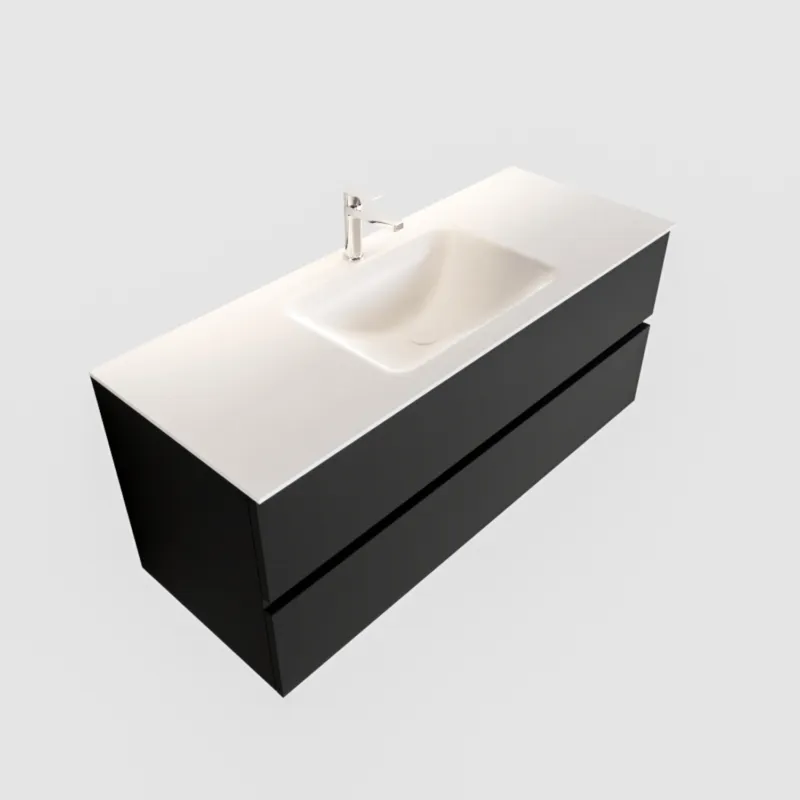 Weekendaanbieding Badkamermeubel Solid Surface AQS Oslo 120x45 cm Mat Zwart Urban (veertien varianten)