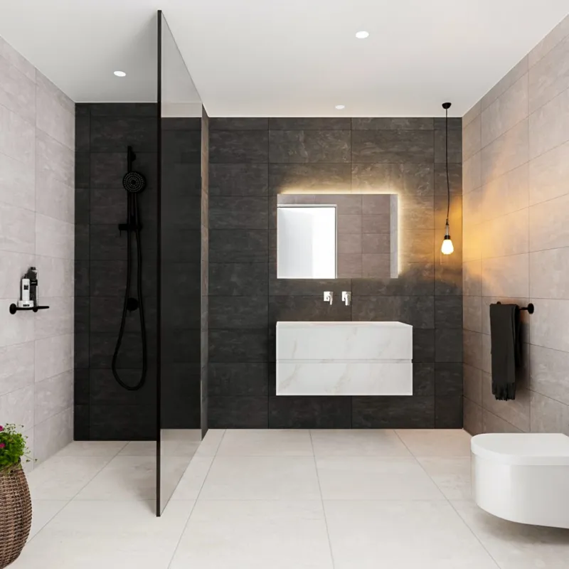 Badmeubel AQS Valencia Carrara Mat 100 cm met Twee Lades Solid Surface (zes varianten) Gereduceerde Prijs