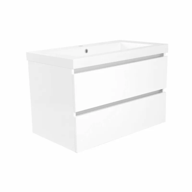 Badkamermeubel Luna 80X47 Met Wastafel Wit (2 Laden) Gecertificeerd