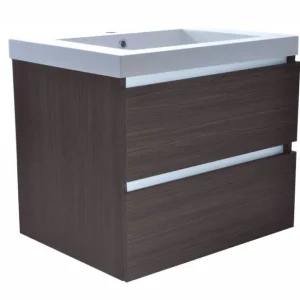 Badkamermeubel Luna 60X47 Met Wastafel Houtnerf Grijs (2 Laden) Voordeelprijs