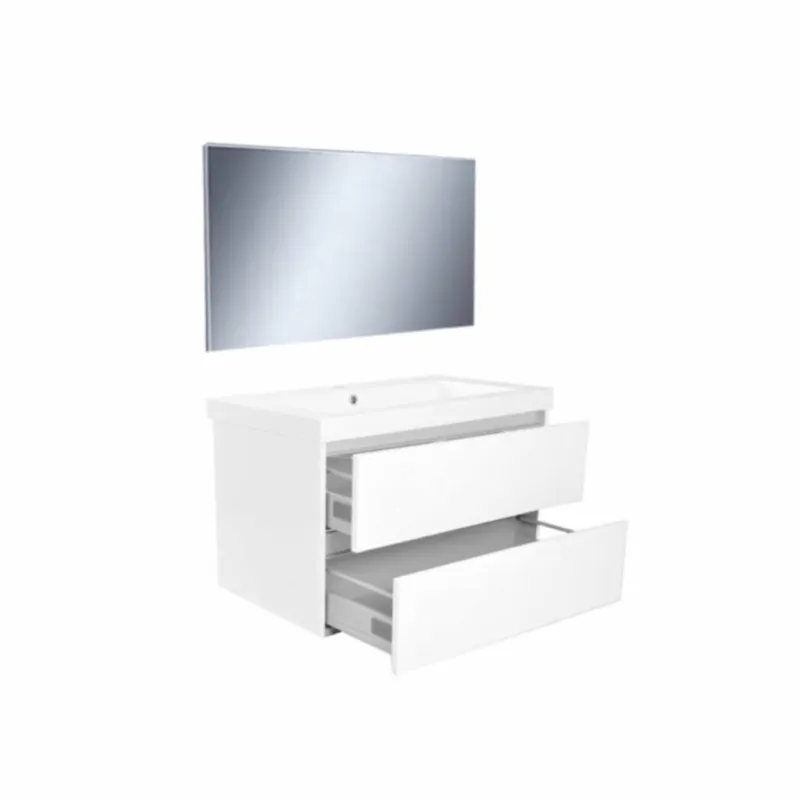 Badkamermeubel Luna 80X47 Wit (2 Laden) Seizoensaanbieding