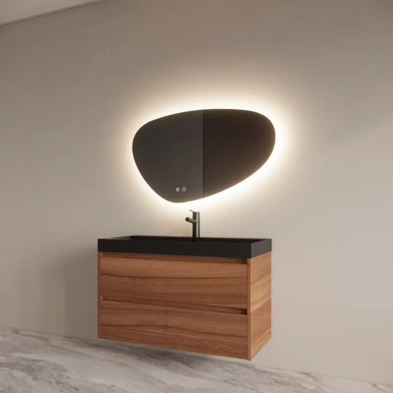 Badmeubelset BWS Riga Met Lako Wastafel Zwart 100 cm Walnoot Actieprijs
