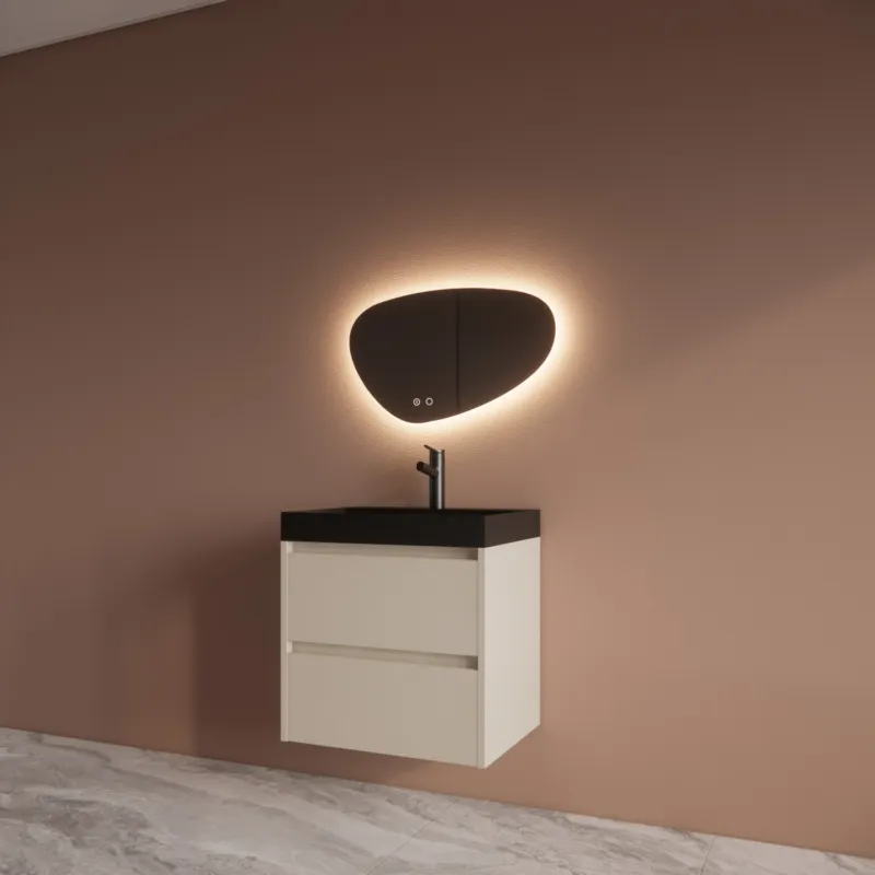 Exclusieve Aanbieding Badmeubelset BWS Riga Met Lako Wastafel Zwart 60 cm Kasjmier