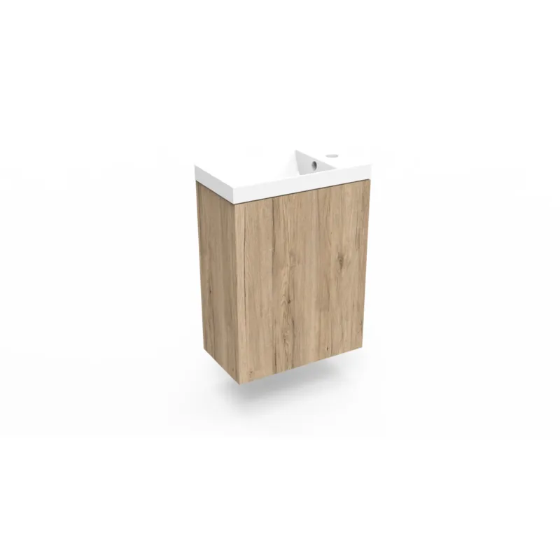 Fonteinkast Canyon Oak Arcqua Luna 40x55x28 cm Incl. Fontein Glans Wit Met Overloop Tijdelijk Beschikbaar