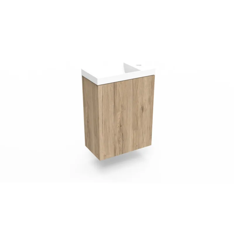 Fonteinkast Canyon Oak Arcqua Luna 40x55x28 cm Incl. Fontein Mat Wit Zonder Overloop Nieuw
