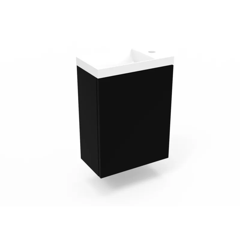 Fonteinkast Mat Zwart Arcqua Luna 40x55x28 cm Incl. Fontein Glans Wit Zonder Overloop Beperkte Voorraad
