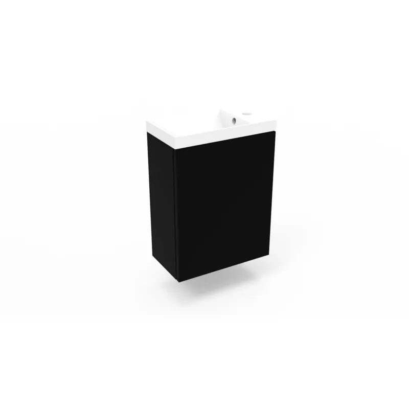 Alleen Vandaag Fonteinkast Mat Zwart Arcqua Luna 40x55x28 cm Incl. Fontein Mat Wit Met Overloop
