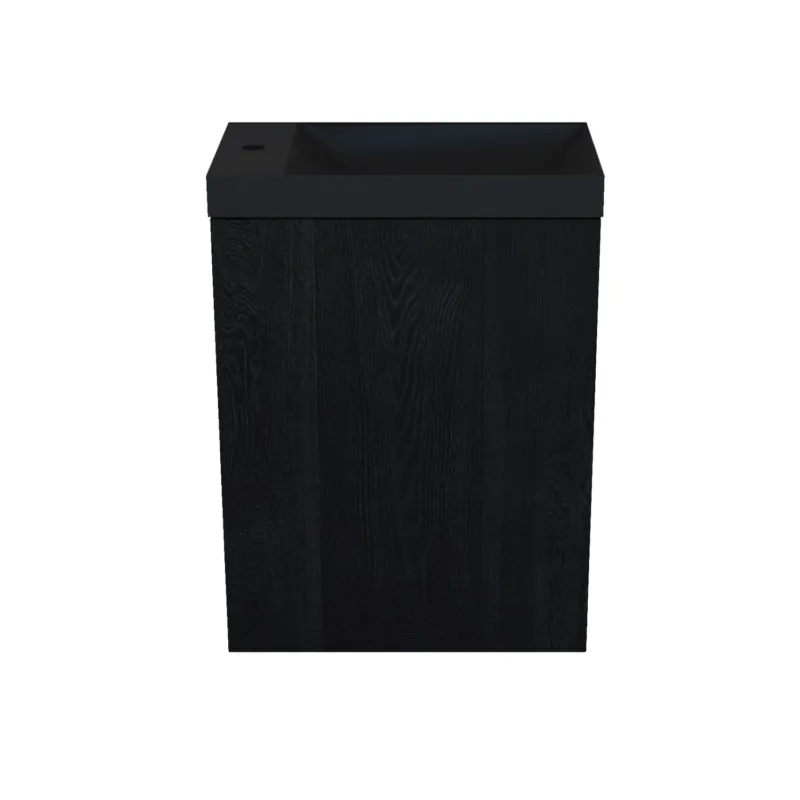 Dagaanbieding Fonteinkast Black Oak Arcqua Luna 40x55x28 cm Incl. Fontein Mat Zwart Zonder Overloop
