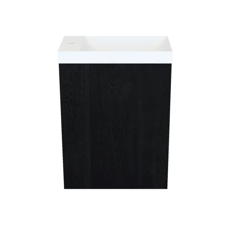 Fonteinkast Black Oak Arcqua Luna 40x55x28 cm Incl. Fontein Mat Wit Zonder Overloop Merkproduct