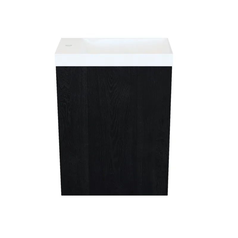 Fonteinkast Black Oak Arcqua Luna 40x55x28 cm Incl. Fontein Glans Wit Zonder Overloop Gratis Retour