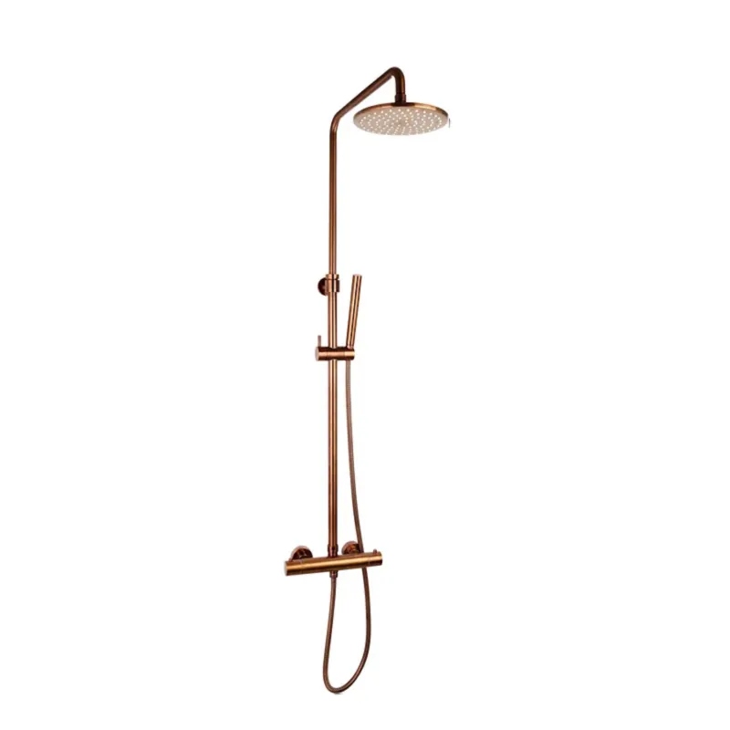 Regendoucheset Opbouw Sanilux Blair Thermostatisch Douchekop 25 cm Brons Finale Uitverkoop