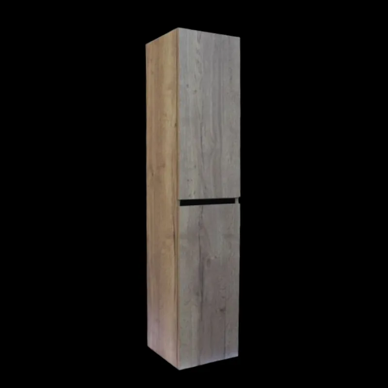 Laatste Kans Kolomkast Sanilux Trendline Met Greeplijst Mat Zwart 160x35x35 Cm Tabak Oak