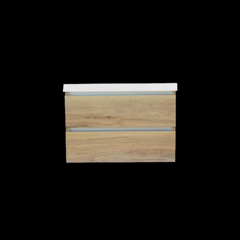 Must-Have Onderkast Sanilux Trendline Met Greeplijst Aluminium 80x47x52 Cm Naturel Oak