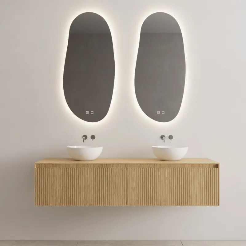 Onderkast Gliss Design Timotheus 200 CM 2 Lades Incl Topplaat Castle Brown Merkproduct