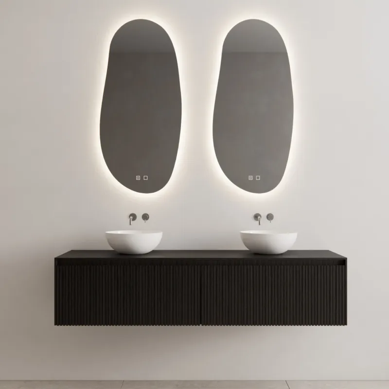 Rechtstreeks Van De Fabrikant Onderkast Gliss Design Timotheus 160 CM 2 Lades Incl Topplaat Black Veneer