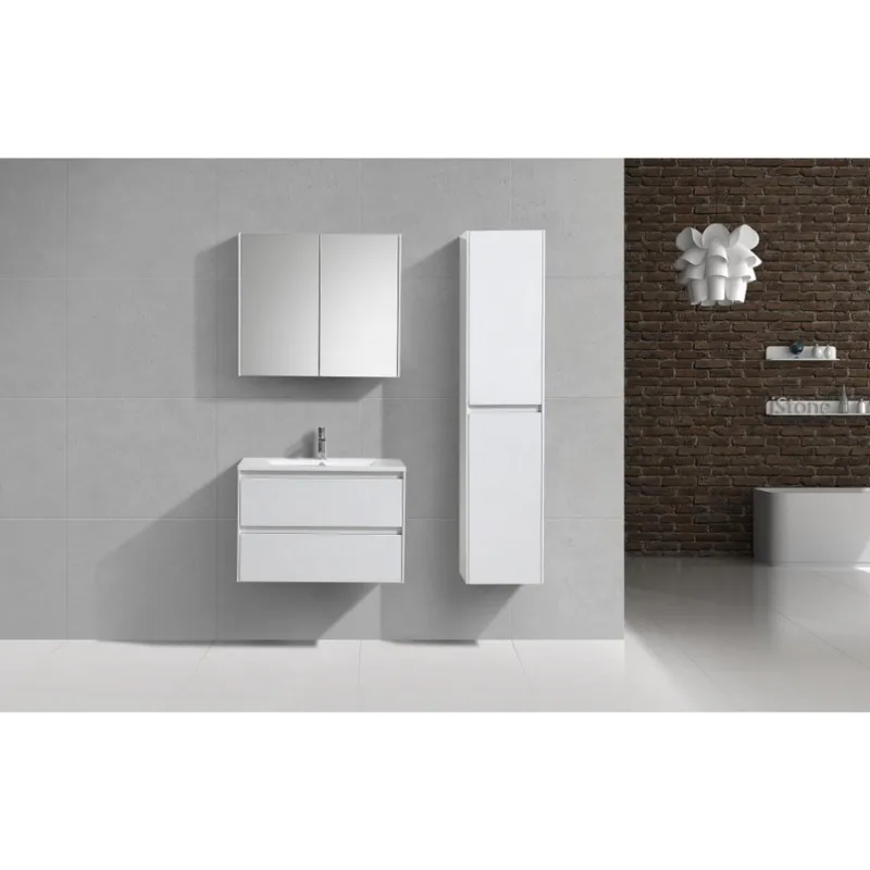 Badkamermeubelset Sanimar Murcia 75 cm Inclusief Spiegelkast Wit Op = Op