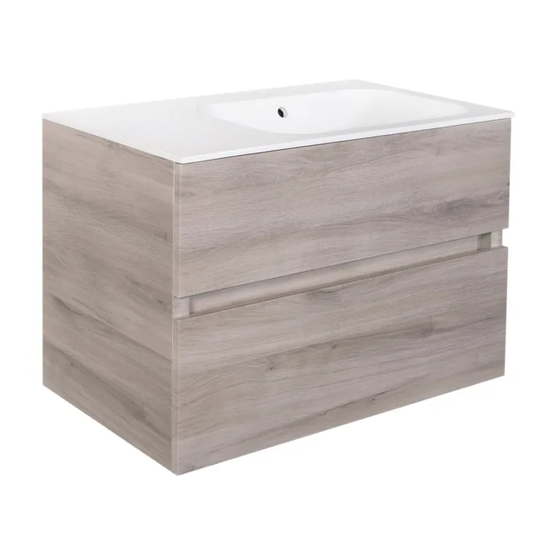Fabrieksprijs Onderkast Best Design Splash Grey Greeploos 80x56x47 cm 2 Softclose Laden Grijs Eiken