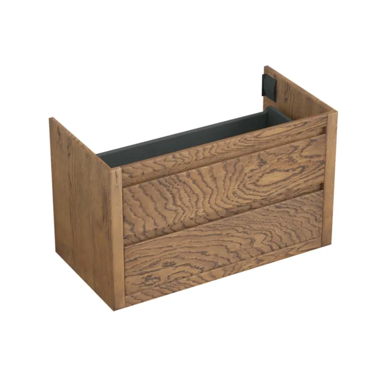 Rechtstreeks Van De Fabrikant Onderkast Forzalaqua Gela 100x51x60 Cm 2 Softclose Lades Eiken Castle Brown